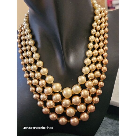 Vintage Multistrand Faux Pearl Necklace With Adjustable Clasp Made In Japan 18"- - Picture 13 of 14